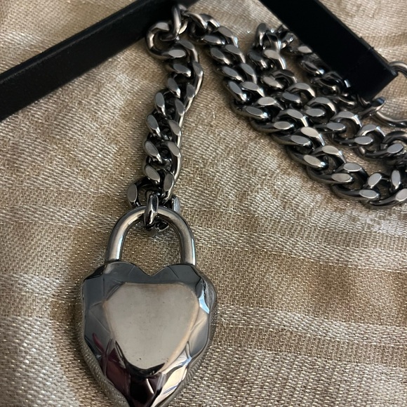 St. John Black Leather & Silver Chain Belt - 34” - Picture 6 of 6